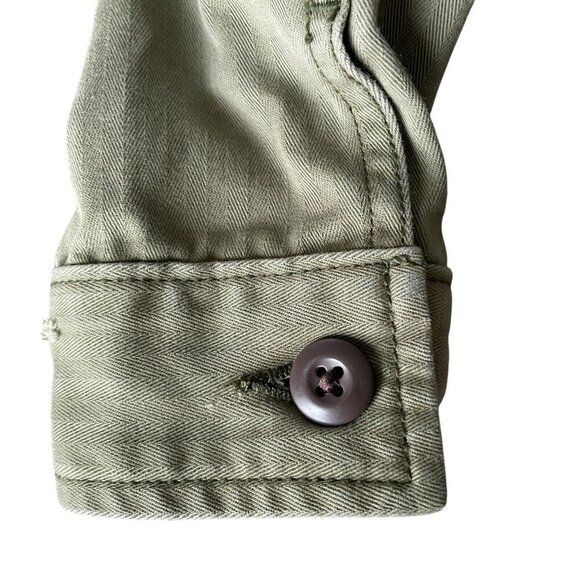 American Eagle Cropped Military Jacket Womens Sz XS Army Green Distressed Canvas - Picture 3 of 10